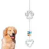 CRAFTYMELODY Haustier Gedenkgeschenke Sonnenfänger Für Haustiere Für Hunde Und Katzen Beileidsgeschenk Regenbogenbrücke Herzform Glas Sonnenfänger Erinnerungsornament