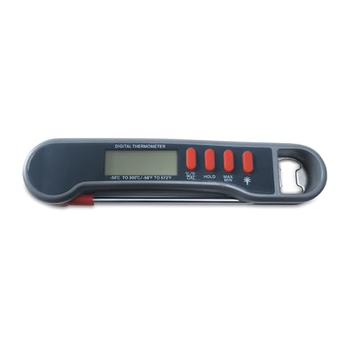 Meat Thermometer Digital Cooking Thermometer Instant Read Oven Thermometer Built-in Folding Probe, LCD, Calibration Function for Kitchen Cooking，BBQ Outside Grill Accessories, Dark