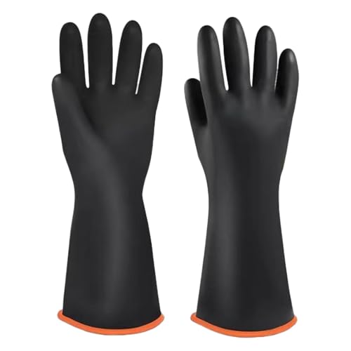 Amusingtao 14 Rubber Gloves, Heavy Duty Latex Chemical Resistant Protective Gloves, Reusable Waterproof Resisted Strong Acid, Alkali and Oil, Non-Slip