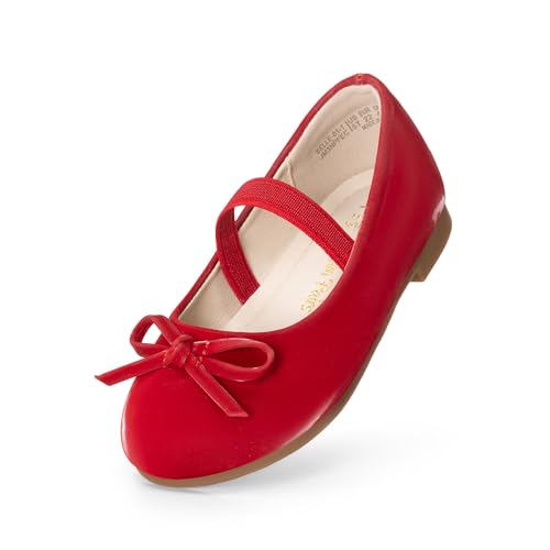 Dream Pairs Toddler Girls Dress Shoes Party Wedding Flower Girl Ballet Flats 4 Toddler Red-pu