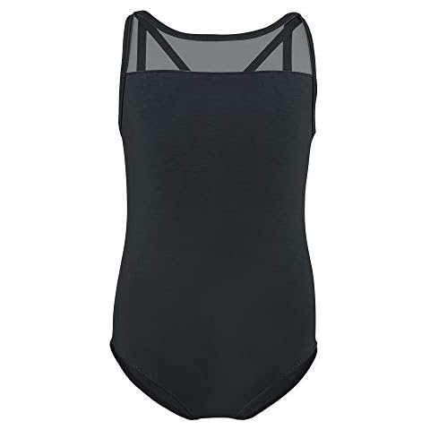 Soudittur Ballet Leotards for Girls Sleeveless Cotton Tank Tops for Dance Costumes Gymnastics Dancewear (Black, Tag 160 (height 150-160 cm,12-13 Years)) Cover