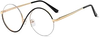 Dollger Blue Light Blocking Glasses Round-Computer Gaming Eyeglasses Anti Eyestrain Circle Metal Frame Clear Lens Eyewear for Women Men Fake Nerd