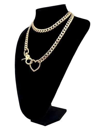 paloli women39s slip chain rainbow heart o-ring chunky chain necklace rays cuban long layered jewelry adjustable lariat y-necklace heart loop choker