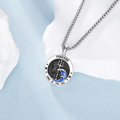 Poseidon Necklace 925 Sterling Silver Poseidon Trident Pendant Necklace Amulet Jewelry Gifts for Men2