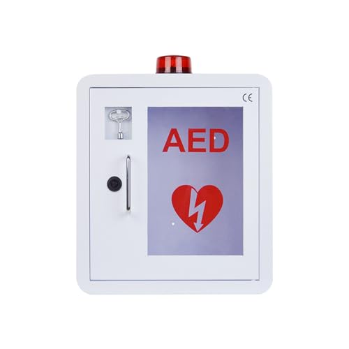 Wall Mounted AED Defibrillator Cabinet with Alarm System, Industrial Grade Steel Enclosure with PVC Transparent Window for Secure and Visible Storage