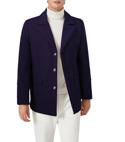 Image of INVACHI Mens Wool Blend Coat Winter Trench Coat with Detachable Soft Scarf Single Breasted Overcoat