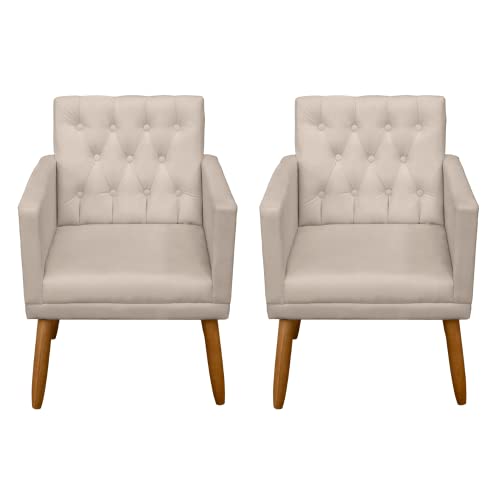 Melhor Poltrona Decorativa para Sala: Top 10 Melhores em 2025 9 Kit 2 Poltronas Cadeira Decorativa para sala de estar recepção reforçada (Bege)