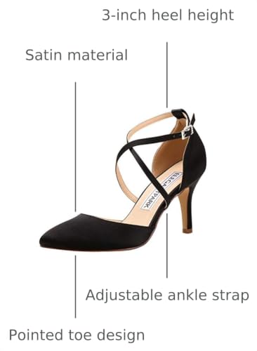 Image of ELEGANTPARK Pointed Toe Heels for Women Satin Strappy Wedding Dress Shoes | Adjustable Buckle, 3 inch Stable Heel, Closed Toe Pumps for Bride, Wedding Guest, Bridesmaid, Evening, Cocktail Party, Formal