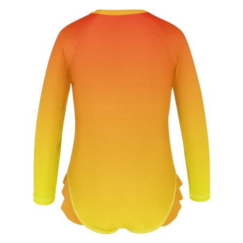 CHIFIGNO Girls Swimsuits One Piece Quick Dry Rash Guard Swimwear Beach, Orange Yellow Gradient 3T3