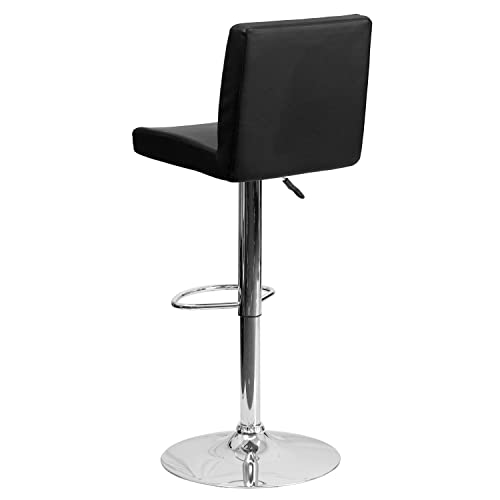 Butaco regulable de vinilo Flash Furniture con respaldo panel, color negro | Altura ajustable, estilo contemporáneo, base cromada y tapizado en vinilo miniatura 6