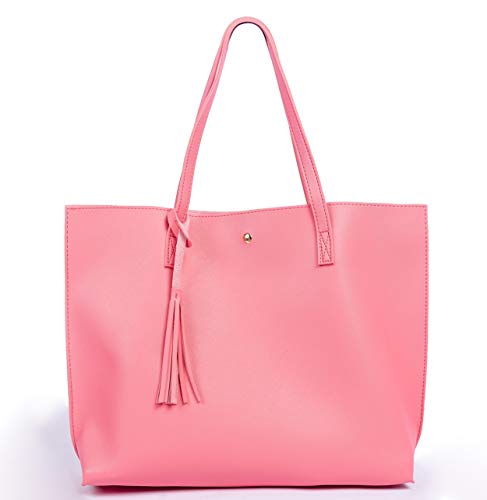 Image of Women Tote Bags Top Handle Satchel Handbags PU Faux Leather Tote Bag with Tassel Shoulder Purse