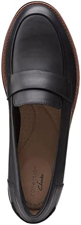Clarks womens Sharon Gracie Penny Loafer, Black Leather With Dark Tan Welt, 10 US | Image 5