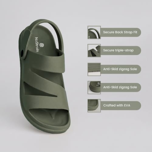 Image of NoStrain Men's Waterproof Sandals with Back Strap | Casual Floater Sandals for Man | Soft, Lightweight Slip On Slippers for Men | Comfortable Daily Wear