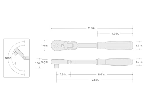 Cliquet à tête flexible TEKTON 1/2 pouce pour angles difficiles - 8