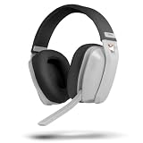 KROM KANJI - Bezprzewodowy zestaw słuchawkowy, Bluetooth 5.3, 2.4 GHz lub USB, głośniki 40 mm, wbudowana regulacja głośności i mikrofon, regulowany i lekki pałąk, biały