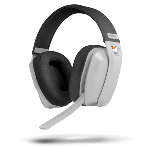 Krom Kanji - Cuffie Senza Fili, Bluetooth 5.3, 2.4Ghz O Connessione Usb, Altoparlanti Da 40 Mm, Controllo Del Volume E Microfono Integrati, Archetto Regolabile E Leggero, Bianco - 2
