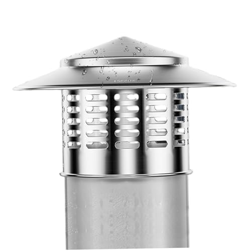 Cubierta de chimenea, tapa de chimenea, cubierta redonda de acero inoxidable de 4 pulgadas con pantalla, topper de tubería de estufa para exterior, ventilación del horno