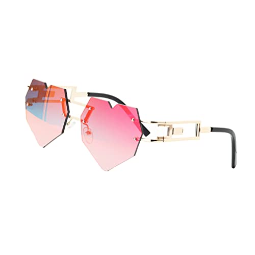 Image of Vintage Punk Sunglasses Men Women 2020 Fashion Colorful Rimless Leaf-shaped Sun Glasses