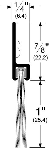 Pemko Aluminum and Nylon Door Bristle Weatherstrip, Dark Anodized, 1/4