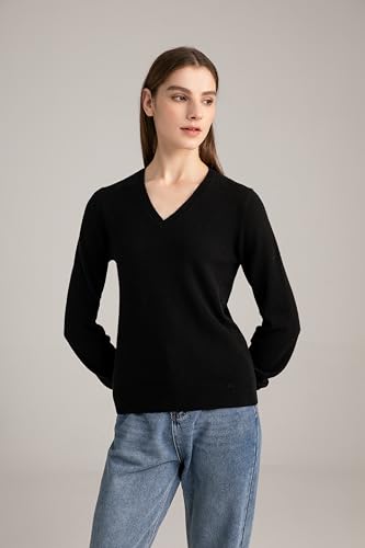 State Cashmere Women’s Essential V-Neck Sweater 100% Pure Cashmere Classic Long Sleeve Pullover3