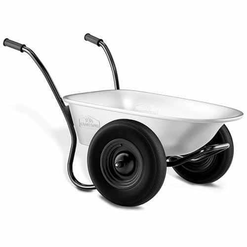 GARDEBRUK® Carretilla de Obra 100L Carro de Jardín Capacidad Carga Máx. 150 Kg 2 Ruedas Neumáticas Acero Galvanizado Mangos Ergonómicos Resistente Ligera Herramienta Jardinería Construcción