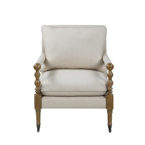 Sillón Beige Tapizado con Ruedas miniatura 7