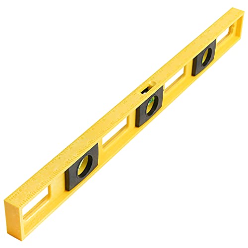 Mayes 10101 Polystyrene 2 Ft Level, 24 Inch Level Made in the USA, Contractor, Plumber, and Carpenter Tools, Impact Resistant Frame, Three Vials, Accurate to .001 Inch, Won’t Scratch Work Surfaces