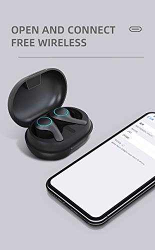 XFTOPSE Fones de Ouvido Sem Fio com Microfone Preto, TWS Intra-Auricular Bluetooth 5.0, Fone de Ouvi