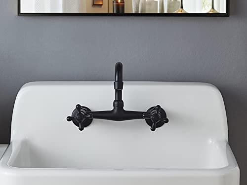 Ellai 8 Inch Widespread Kitchen Sink Faucet, Wall Mount Kitchen Faucet, 2-Handle, Farmhouse Design, Matte Black Finish (Sink Not Included) #TOP3