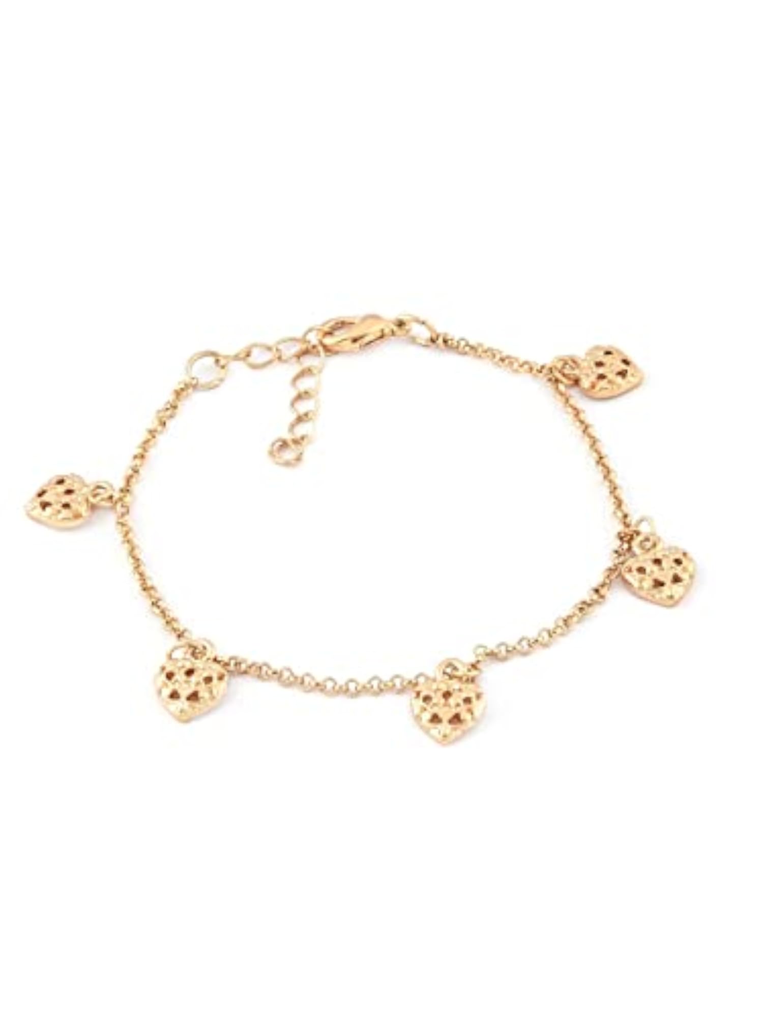 Women's Gold Tone Dangling Hearts Earring and Bracelet Set
