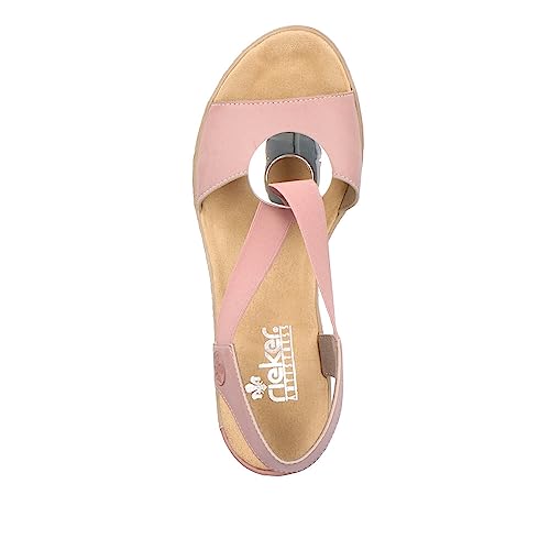 Image of Rieker 624H6 Fanni Women's Wedge Sandals - Lightweight, Comfortable and Supportive - Slip On Sandals with Cushioned Insole and High Wedge for Everyday Stylish Wear
