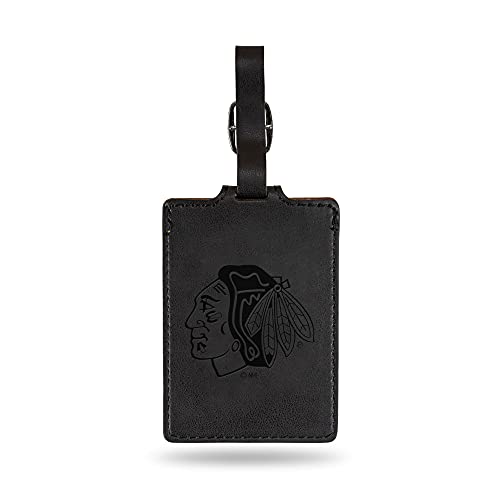 Étiquette de bagage gravée au laser Rico Industries LELUG7701BK en similicuir noir pour voyageur