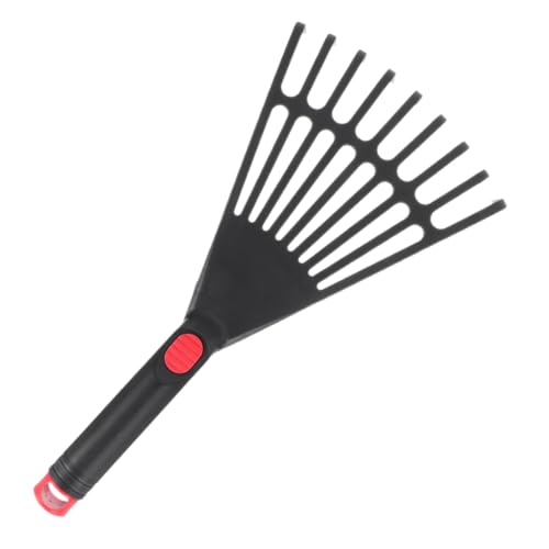 LOORGVEL Râteau de Jardin Plastique Petit avec Manche Outil de Jardinage pour Ramassage Entretien de Parterre