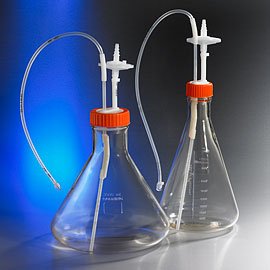 CORNING - 1L PC Erlenmeyer Flask w/1/8'' Dip Tube, 0.2µm V ent, Male Luer Lock, Str, CS4