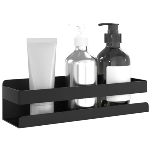 Coespram Matt Black Shower Shelf, 9.1 Inch Brushed 304 Stainless Steel Bathroom Caddy, Wall Mounted Storage Organizer Basket for Kitchen and Bedroom, Adhesive Sticker or Screw Mount - Image 4