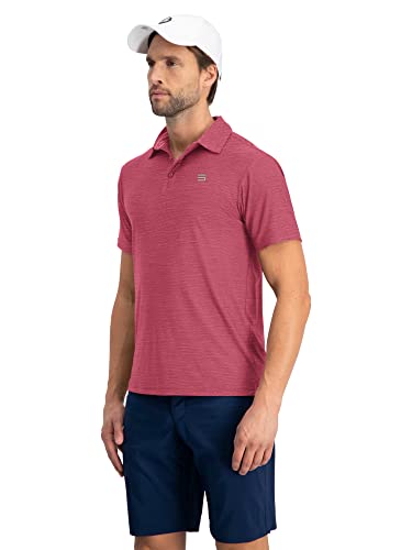 Image of Three Sixty Six Golf Shirts for Men - Dry Fit Short-Sleeve Polo, Athletic Casual Collared T-Shirt, Magenta, 3X-Large