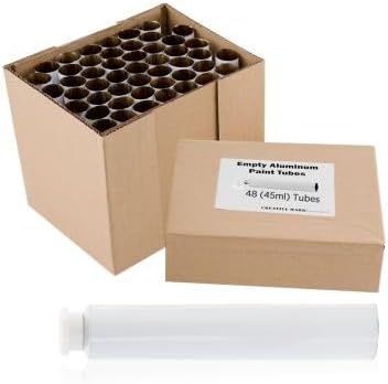 Creative Mark Empty Paint Tubes - Box of 24 Empty Aluminum Paint Tubes & Caps, 60 ml, Easy-Open Caps, Easy to Crimp, Perfect for Storing Custom Mixed Acrylics, Gouaches, Watercolors, Oils