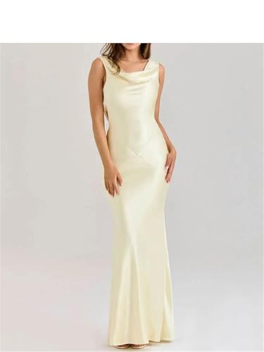 Women Elegant Satin Maxi Sleeveless Backless Party Sexy Bodycon Long Dress4