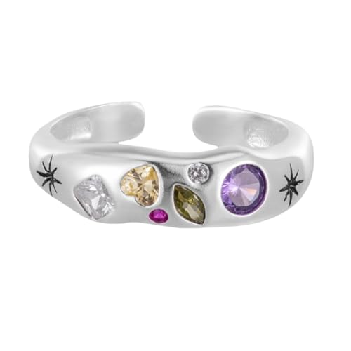Bague en argent sterling 925 pour femme avec anneau ouvert vague et zircons
