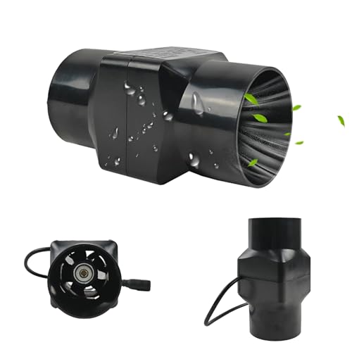 Φ50mm 換気扇 防水 ABS製 トイレ 換気扇 軽量 ダクト用換気扇 静音 猫用トイレの換気扇 電源スイッチ付き グローテント ペイントスプレー DIYプロジェクト - 黒
