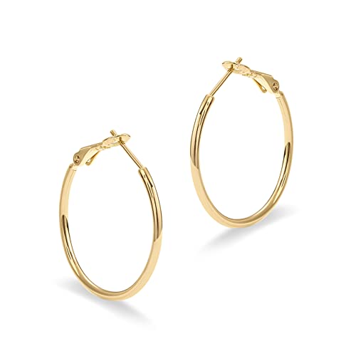 Image of PAVOI Gold Hoop Earrings for Women, 14K Gold Plated Paddle-Back Hoops