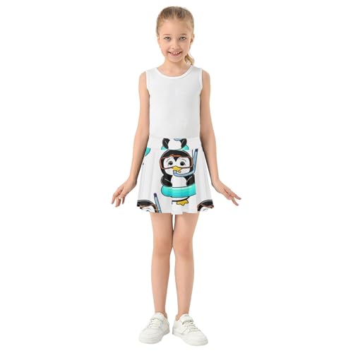 Joisal Cute Penguins White Girls Skorts Athletic Shorts Tennis Skirts Toddler Neon School Skirt 3t3