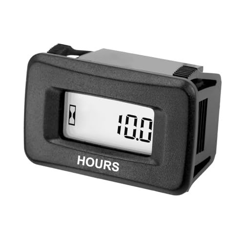 Runleader LCD Operating Hour Meter for Maintenance, AC/DC 5V to 277V for Riding/Zero Reverse Circle, Lawn Mower, Leaf Trimmer, Brushcutter, Generator, Motorhome, etc.