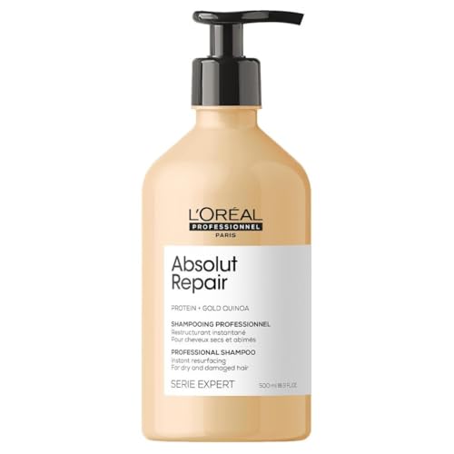 L'Oréal Professionnel, Herstellende Shampoo, Voor Beschadigd en Droog Haar, Herstelt en Herstructureert Het Haar Zonder Het te Verzwaren, Met Proteïnen, Absolut Repair, 500ml