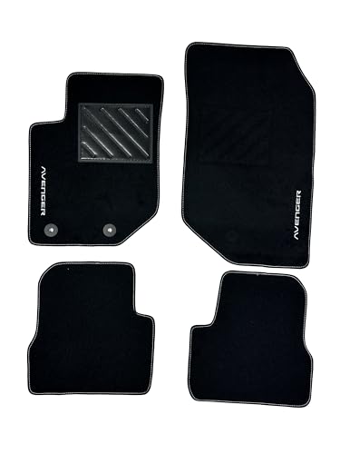 Tappetini Auto Per Jeep Avenger Benzina 2023- | Moquette Nera, Antiscivolo, Con Battitacco In Gomma