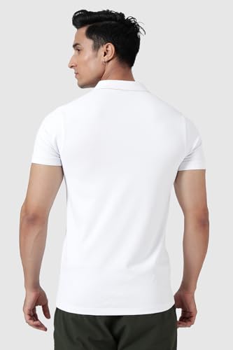 Image of FUAARK Men Slim Fit Pique Aura Polo Tshirt with Short Sleeves & Reflective Chest Logo -