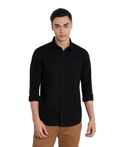 Image of Amazon Brand - Symbol Men's Solid Slim Fit Cotton Casual Shirt | Plain | Full Sleeve | Summer (Available in Plus Sizes)