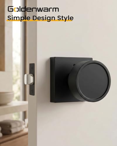 Image of Goldenwarm Black Door Knobs Interior, Privacy Door Knob Zinc Alloy, Matte Black Interior Door Knobs for Bedroom Bathroom, 1 Pack