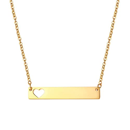 Collier de bijoux pour femmes avec pendentif cœur carré doré acier inoxydable 18 pouces