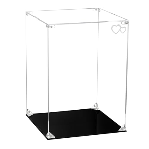 CHILLCASE Clear Acrylic Display Case with Meaningful Engraving Design,Self-Assembled Display Box,Dust-Proof Showcase for Action Figures Collectibles(Love,9.8×9.8×13.8 inch